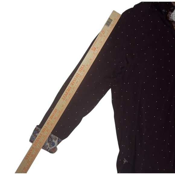 DENIM&FLOWER RICKY SINGH Burgundy PolkaDot Long Sleeve Button Down Shirt Mens L - Picture 7 of 11